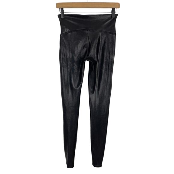 Spanx Faux Leather Legging Black Large Casual Sporty Tummy Control Comfy Goth - Picture 7 of 11
